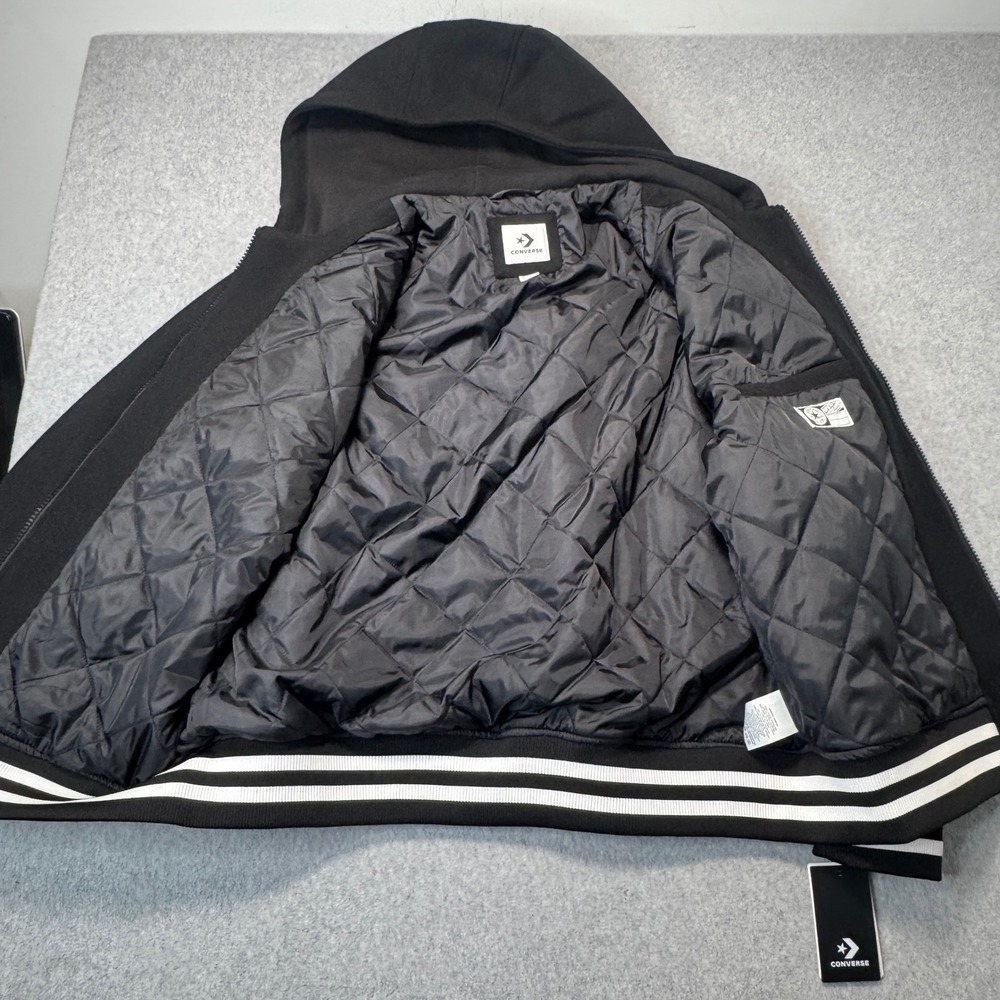 Converse Chuck Taylor Varsity Bomber Jacket Quilted Black Hooded Mens XXL NWT - Picture 3 of 11